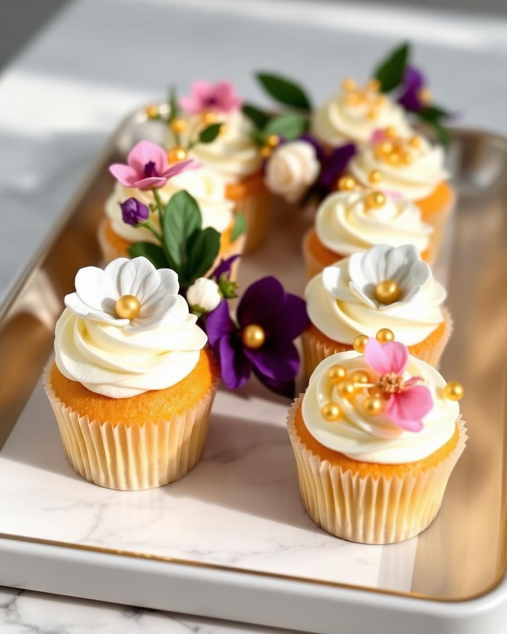 Tray of buttercream cupcakes