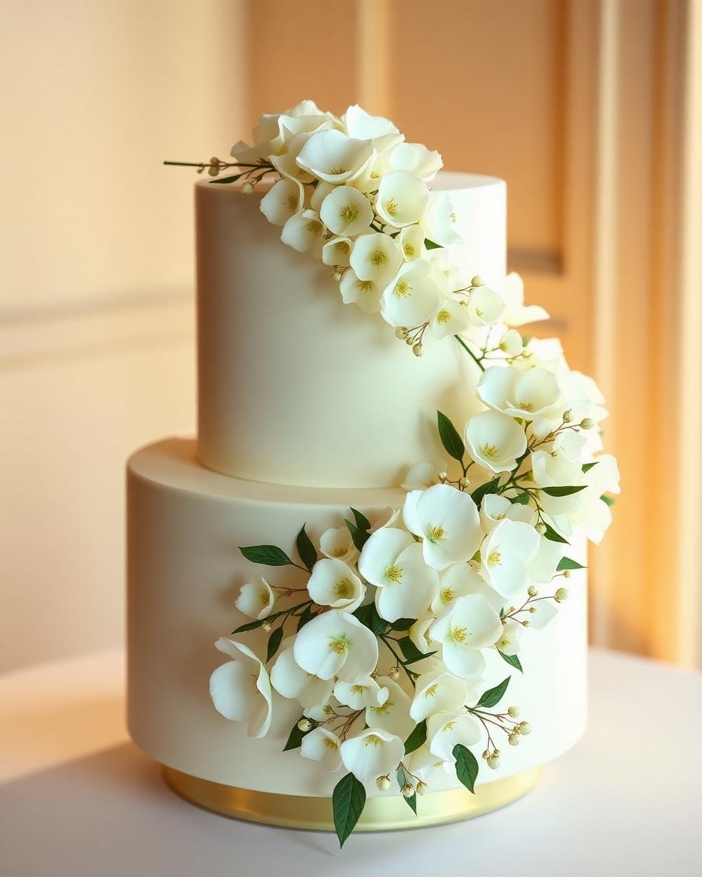 White floral wedding cake